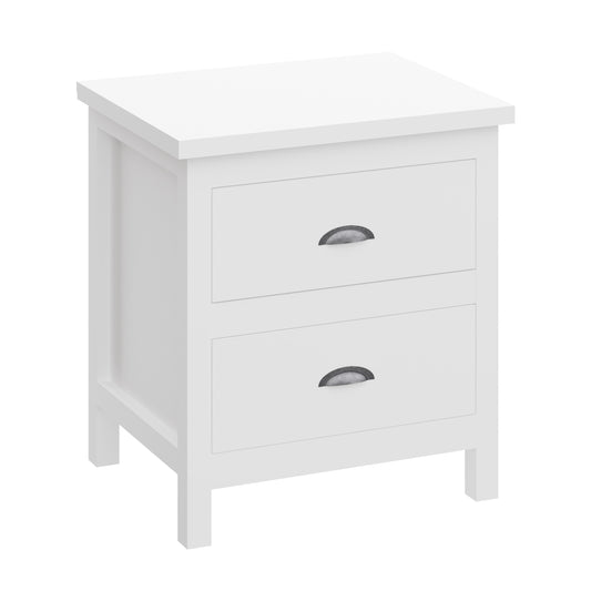 Versatile Solid Wood White Night Stand, Bedside Table, End Table, Desk with Drawers for Living Room, Bedroom