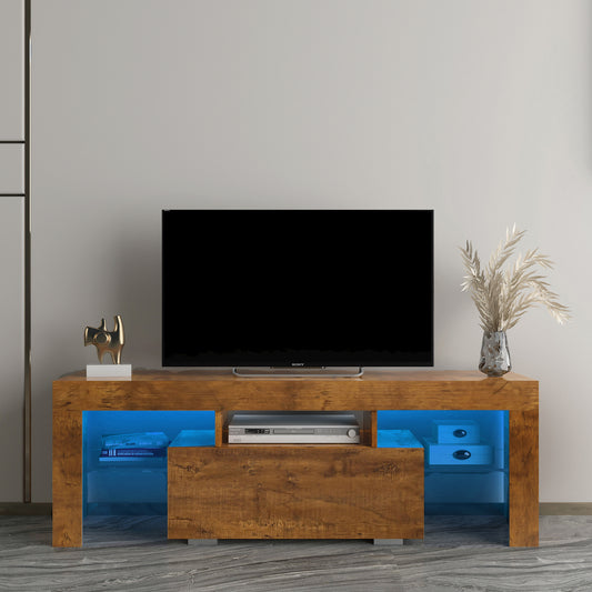 Walnut LED TV Stand for Screens up to 55 inches with RGB Lights