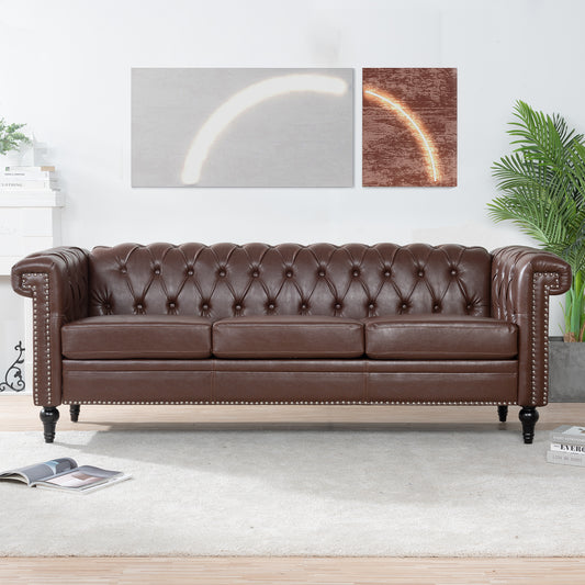 83.66 Traditional Square Arm 3-Seater Sofa with Removable Cushion for Comfort and Style