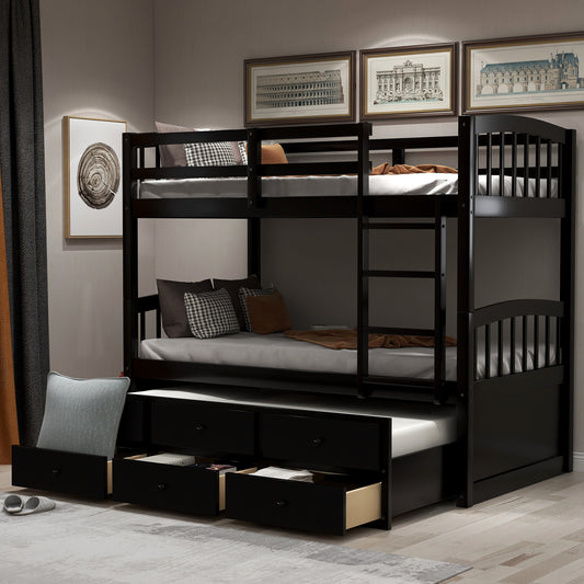 Versatile Twin Bunk Bed with Trundle and Storage Drawers for Stylish Sleepovers