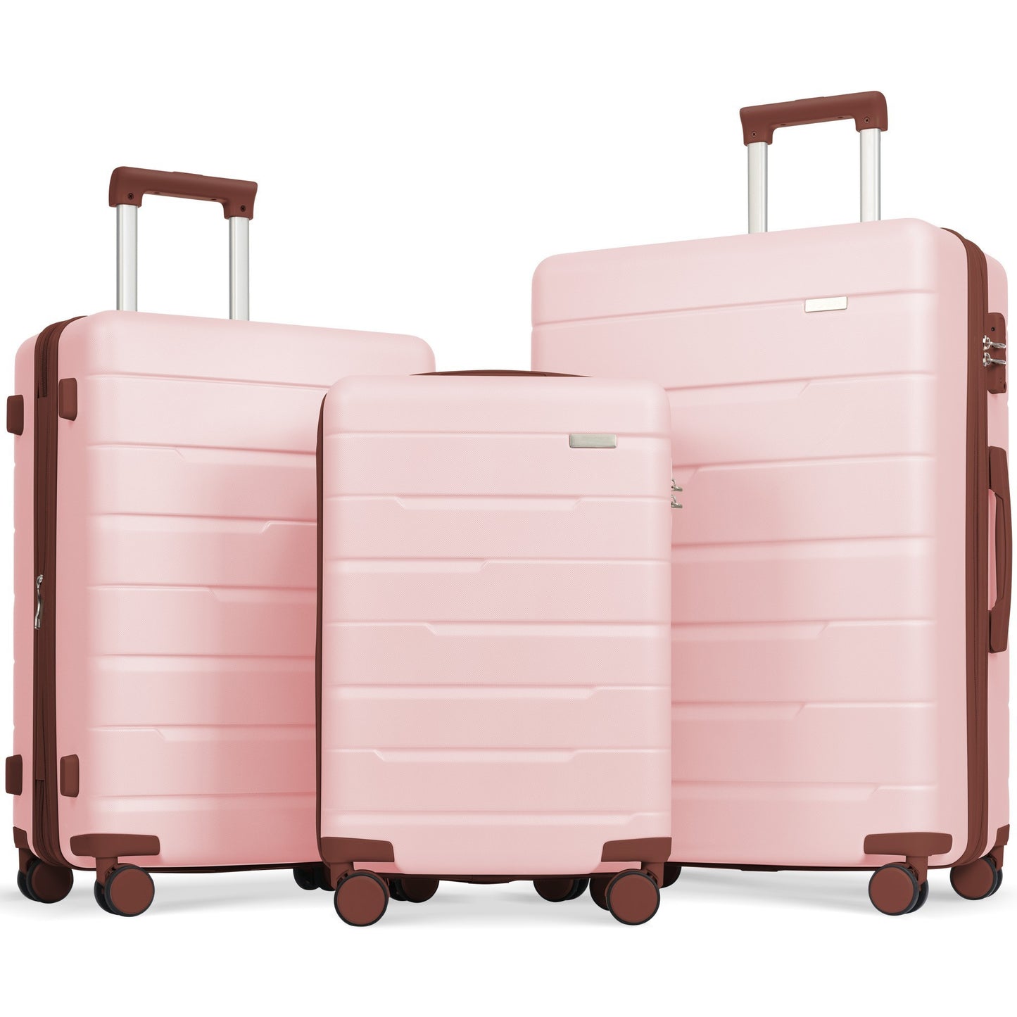 Luggage Sets 3 Piece Suitcase Set 20/24/28,Carry on Luggage Airline Approved,Hard Case with Spinner Wheels, Pink