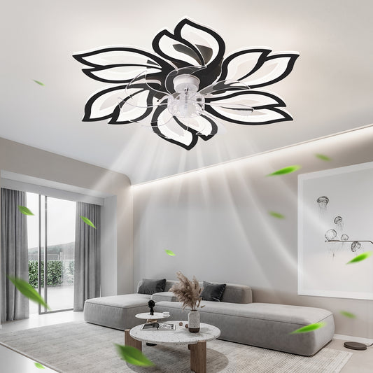 26 Black Ceiling Fan with Dimmable LED Lights and Remote Control
