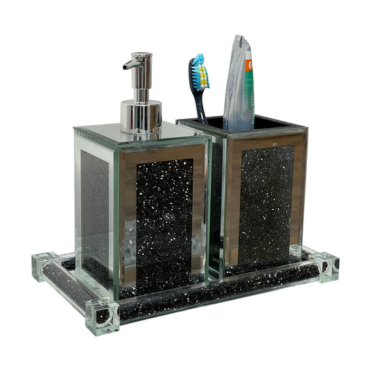 Elegant Ambrose 3-Piece Square Bath Set with Soap Dispenser, Toothbrush Holder, and Tray