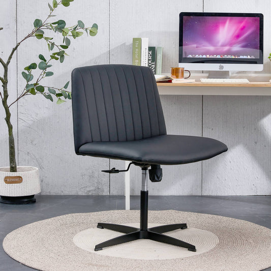 Black High Grade Pu Material. Home Computer Chair Office Chair Adjustable 360 ° Swivel Cushion Chair With Black Foot Swivel Chair Makeup Chair Study Desk Chair. No WheelsW115167391