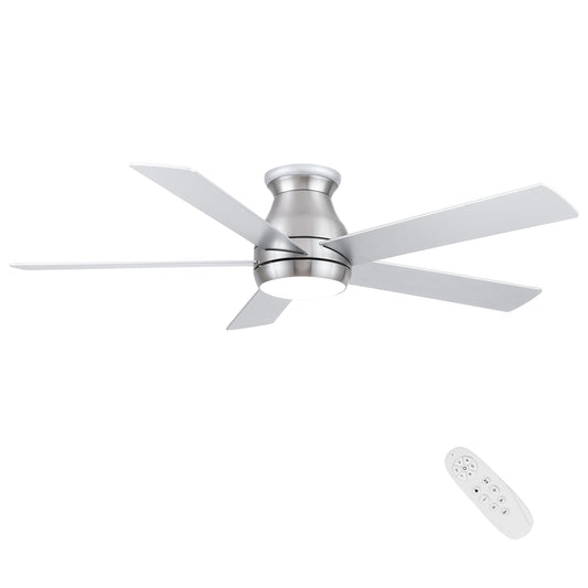 Modern 52-Inch Ceiling Fan with Silver Blades in Brushed Nickel
