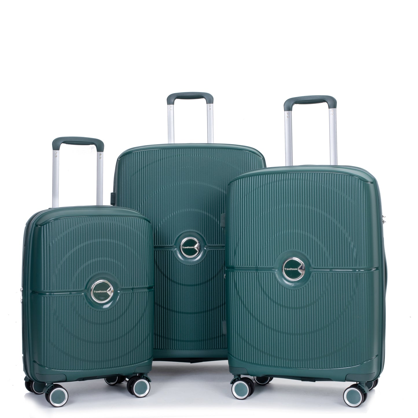 Expandable Hardshell Suitcase Double Spinner Wheels PP Luggage Sets Lightweight Durable Suitcase with TSA Lock,3-Piece Set (20/24/28) , Green