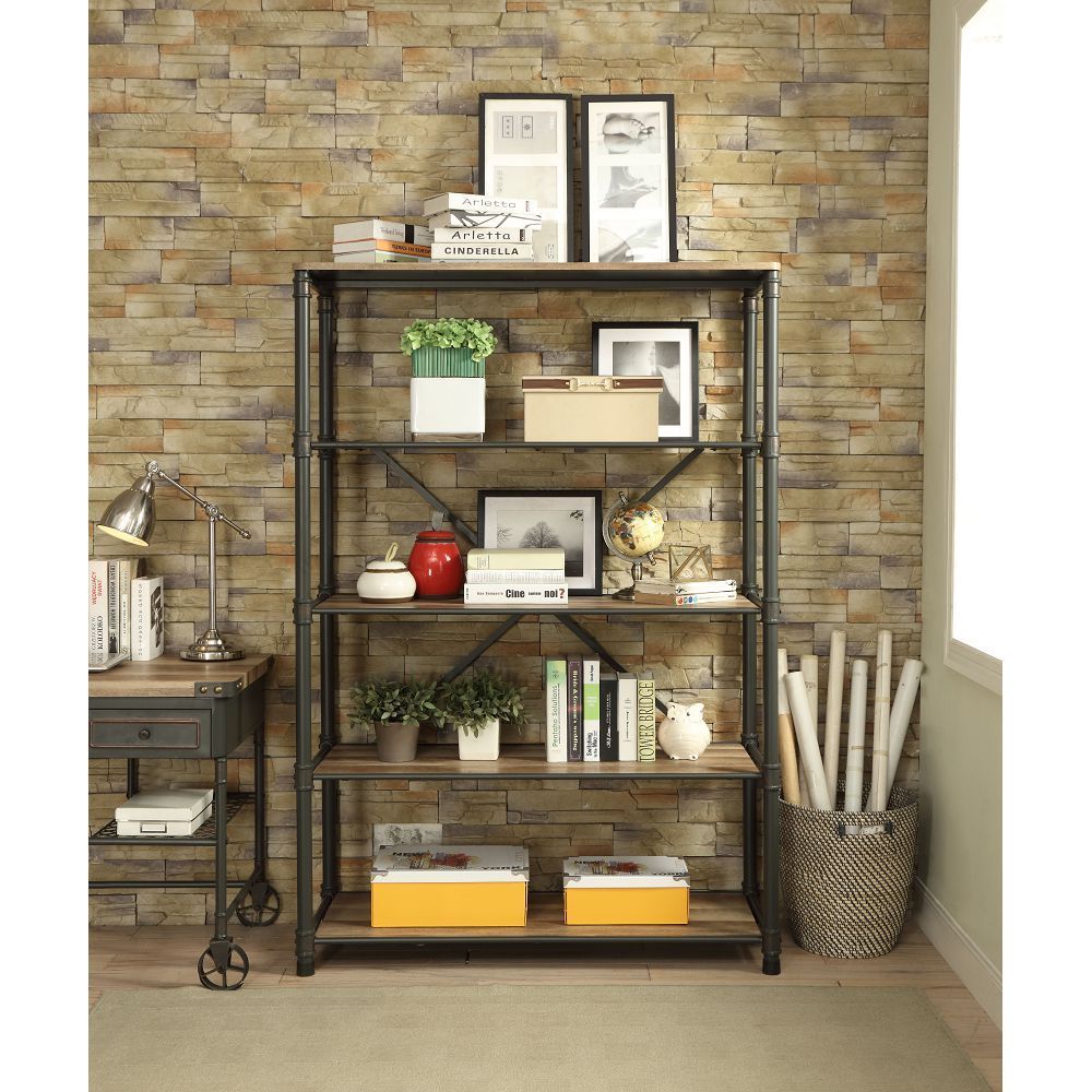 Itzel Bookshelf in Antique Oak & Sandy Gray 92200