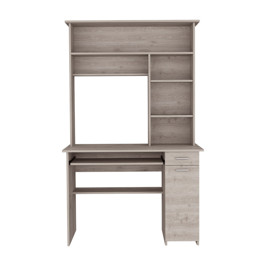 Acequia Office Desk with Hutch, Light Gray