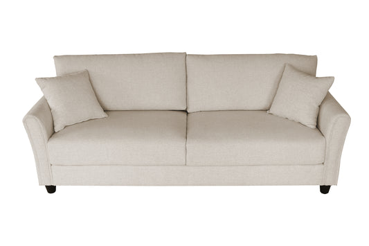 Beige Linen Three-Seat Sofa with Contemporary Design