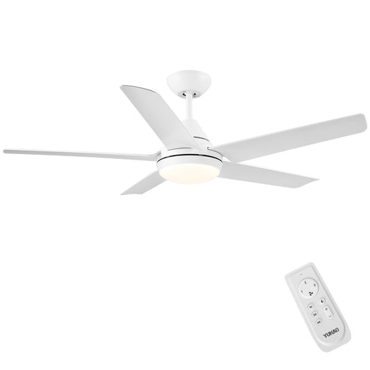 48-Inch YUHAO Integrated LED Ceiling Fan with White ABS Blade