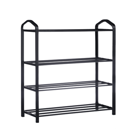 4-Tier Stackable Shoe Rack, 12-Pairs Sturdy Shoe Shelf Storage , Black Shoe Tower for Bedroom, Entryway, Hallway, and Closet