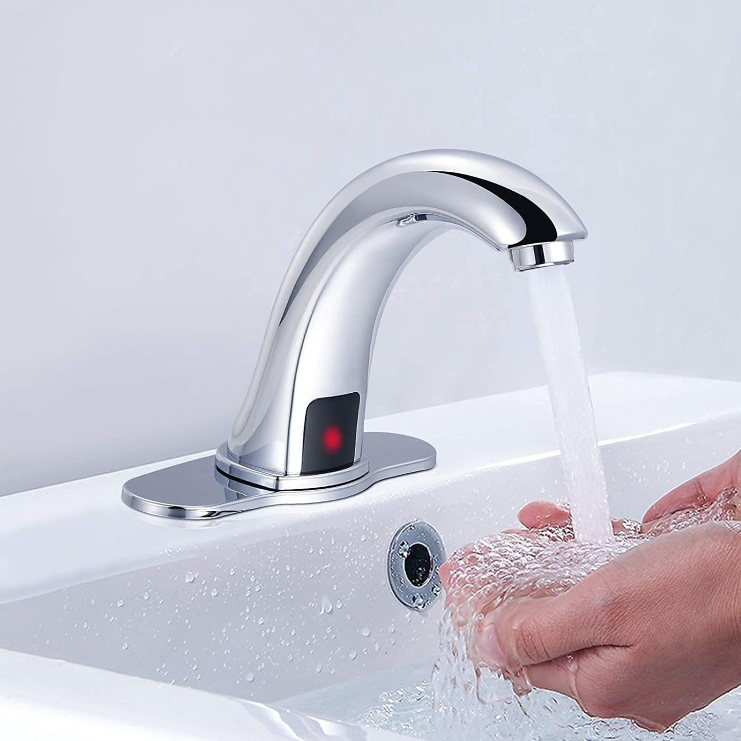 Touchless Chrome Bathroom Sink Faucet with Temperature Control