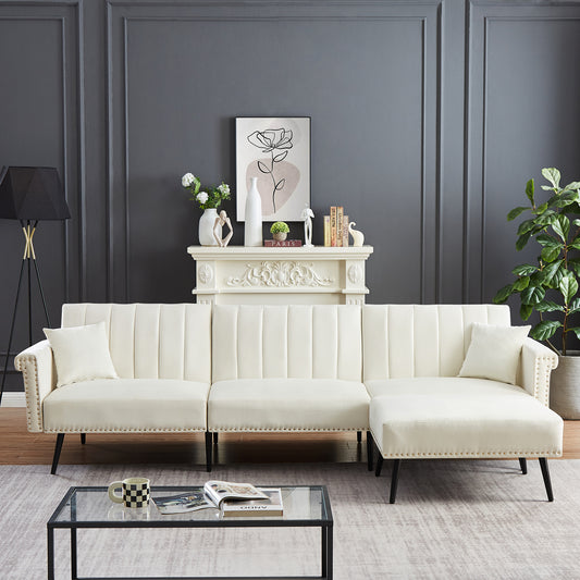 CREAM WHITE SECTIONAL SOFA BED