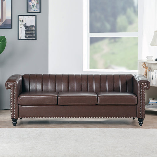 Traditional Square Arm 3 Seater Sofa with Removable Cushions