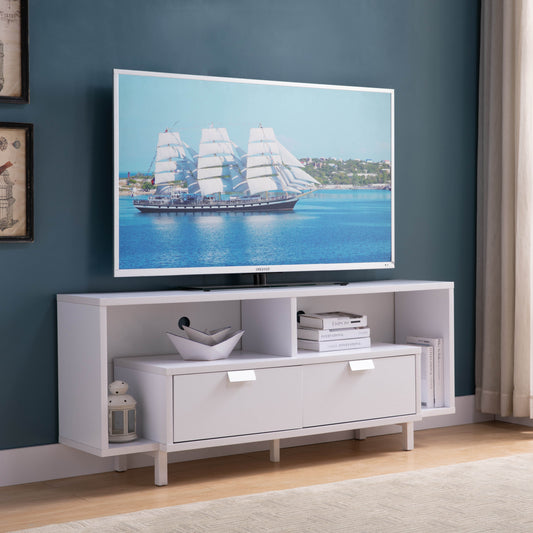 Stylish White TV Stand with Spacious Storage Options