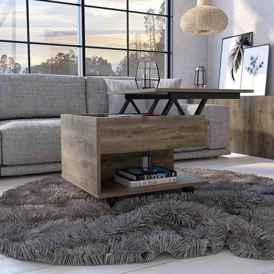 Elevate Dark Brown Lift Top Coffee Table with Casters