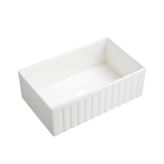 Deep White Single Bowl Farmhouse Kitchen Sink