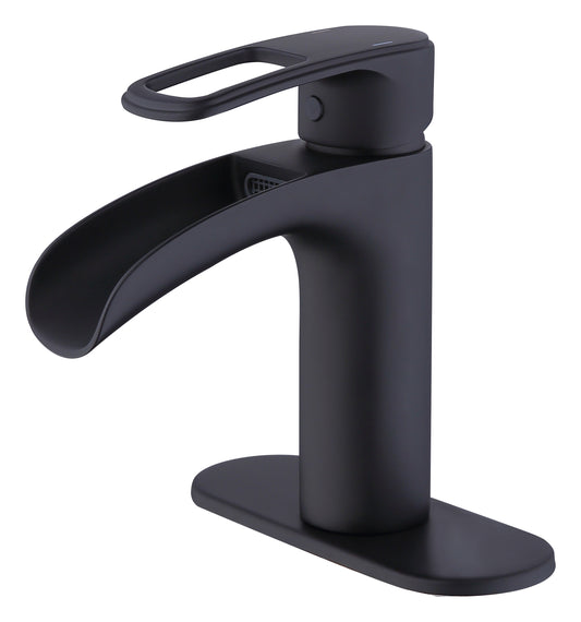 Waterfall Black Bathroom Faucet with Single Handle