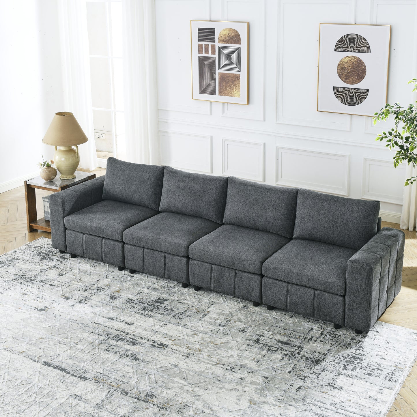 Customizable 4-Seater Modular Sectional Sofa for Modern Living Spaces