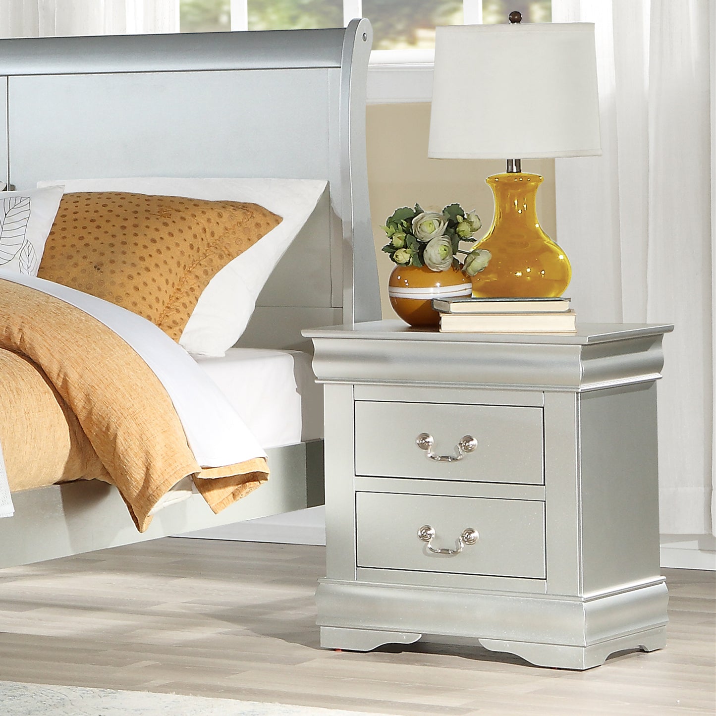 Louis Philippe Nightstand in Platinum 26733