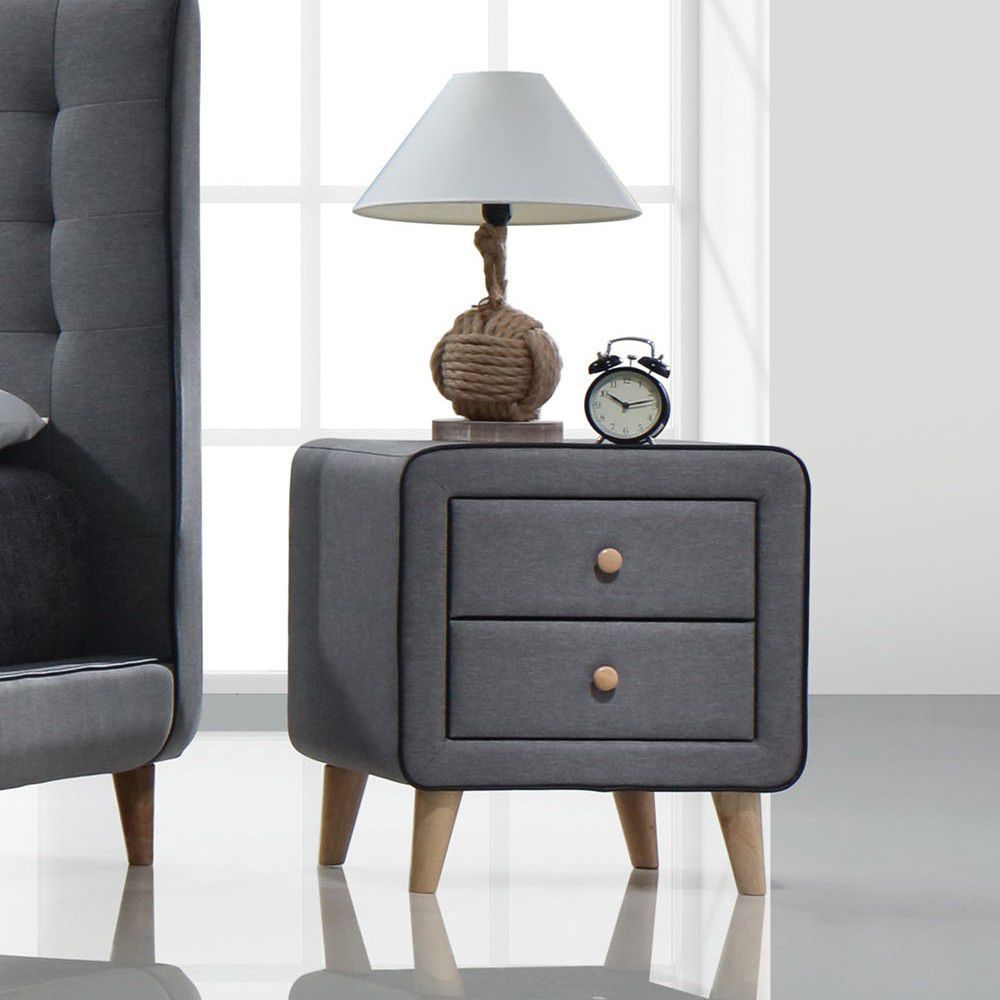 Valda Nightstand in Light Gray Fabric 24523