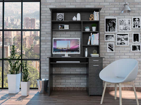 Aberdeen Smokey Oak Computer Desk with Hutch - Stylish Storage Solution