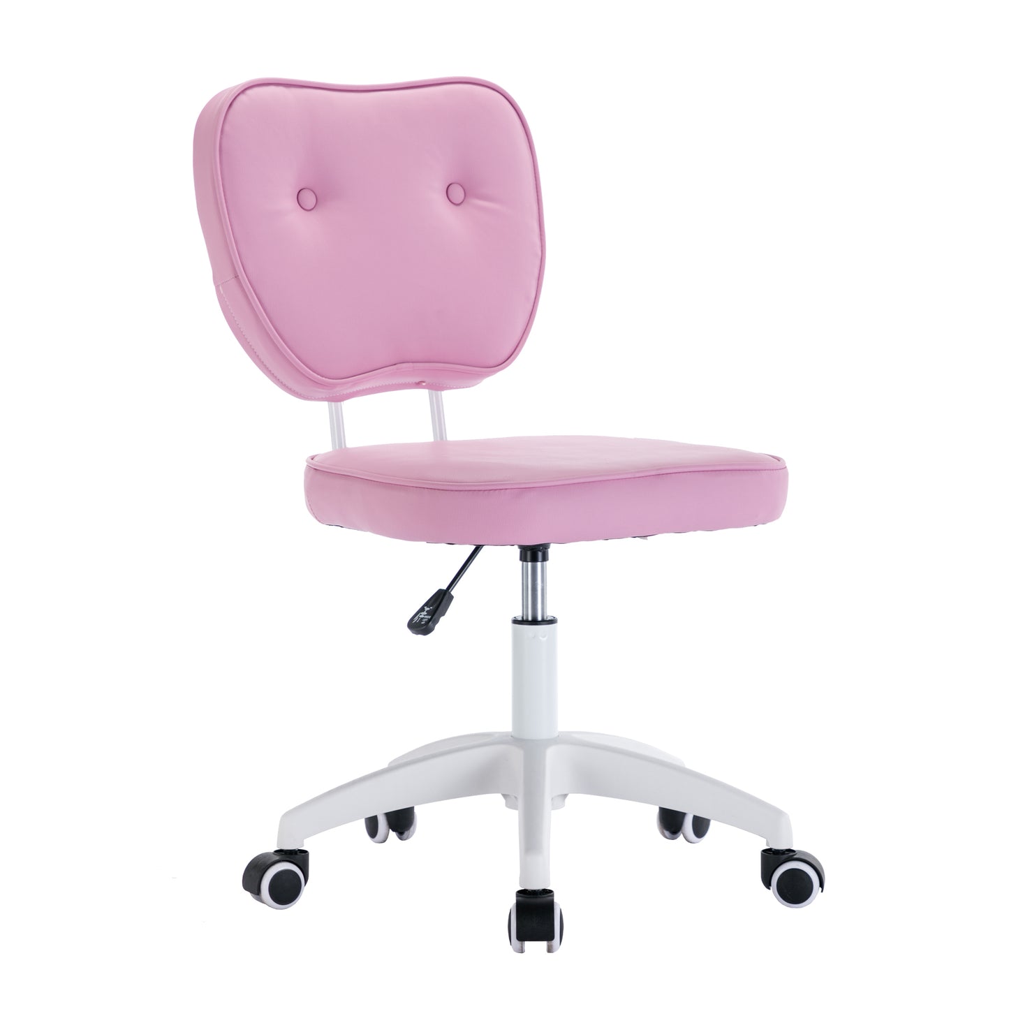 PU Makeup Office Desk Chair Bling Desk, Armless Vanity Desk Task Chair with Wheels 360°,Bling Desk Nail Desk for Women, Adjustable Height,Purple