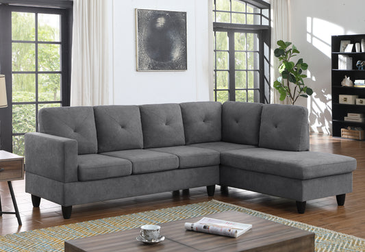 Ivan Charcoal Gray Woven Sectional Couch with Right Facing Chaise