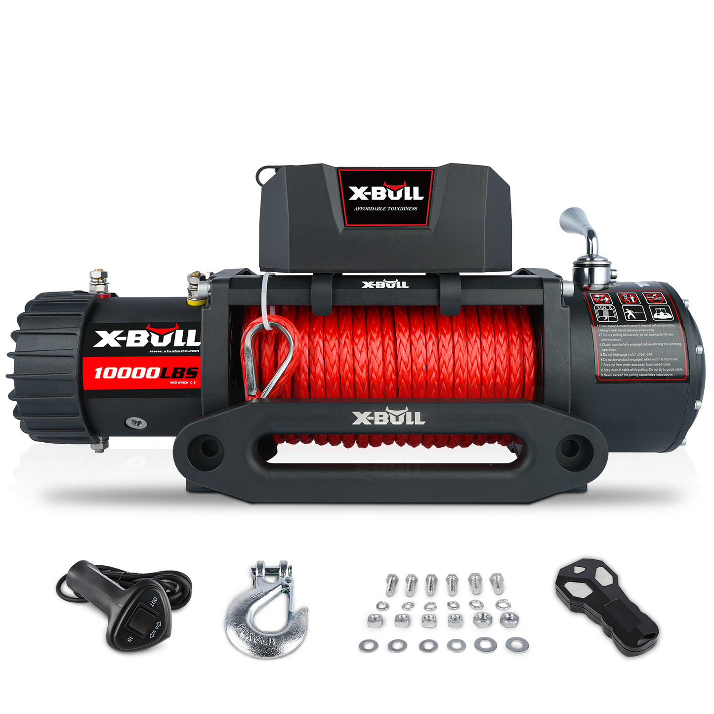 X-BULL 10000 LBS Electric Winch with Synthetic Rope and Remote Control