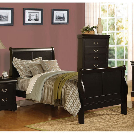 Louis Philippe III Twin Bed in Black 19510T