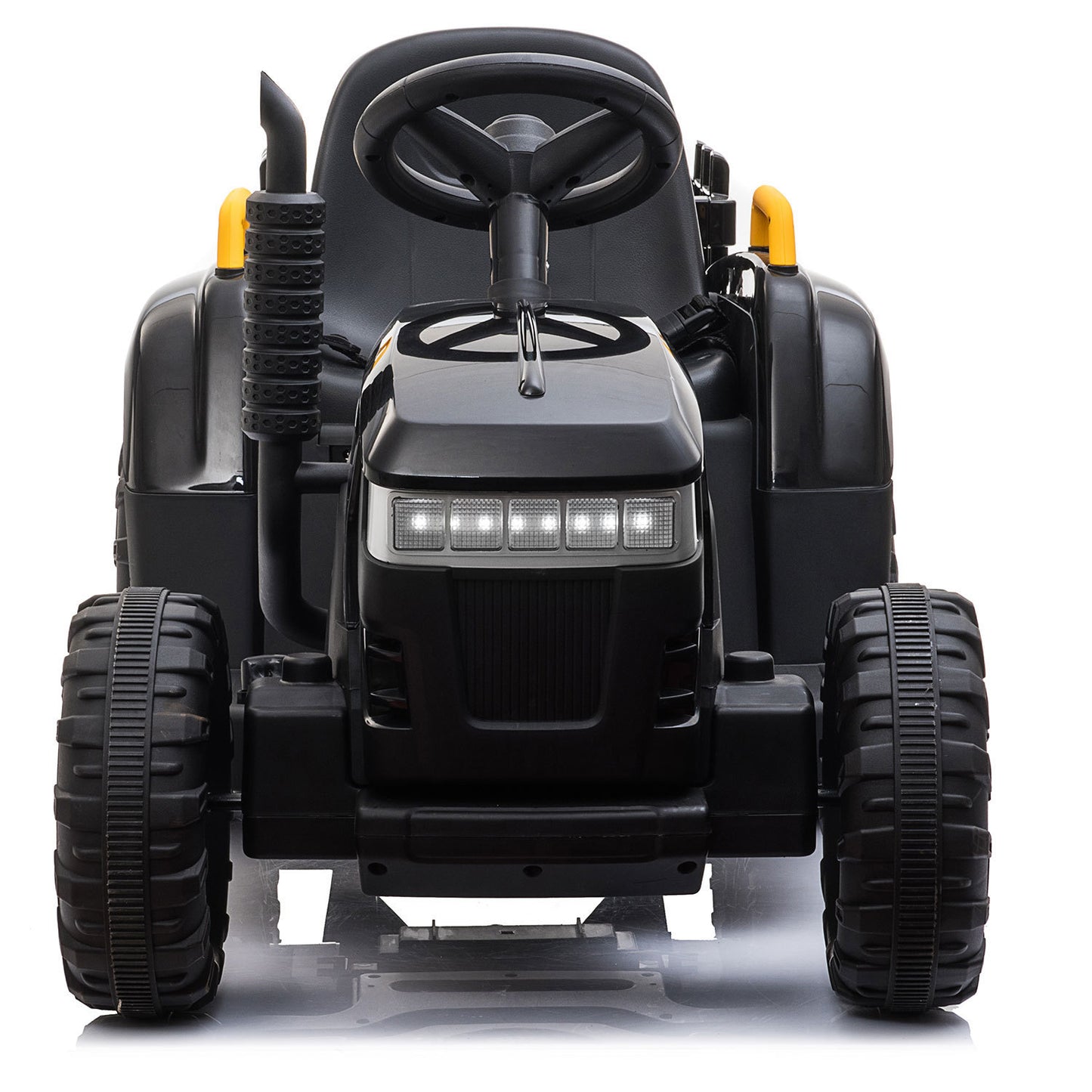 Battery Powered Kids Ride-On Tractor with Trailer, Electric Car with Music and LED Lights for 3-6 Year Olds, Black