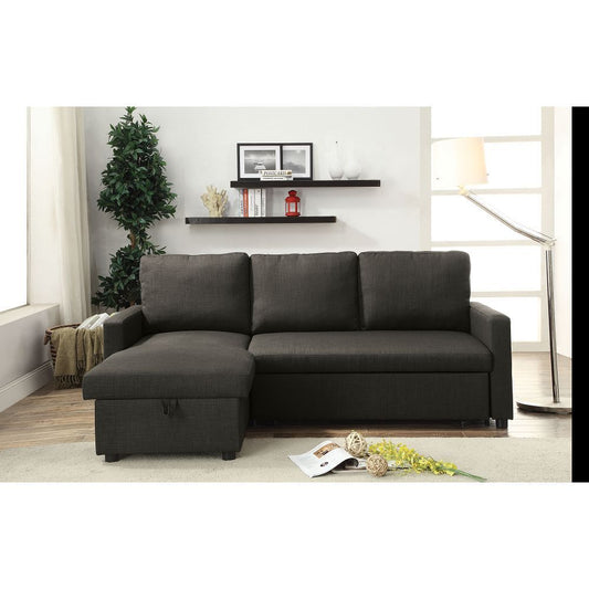 Hiltons Charcoal Linen Sectional Sofa with Sleeper (52300)