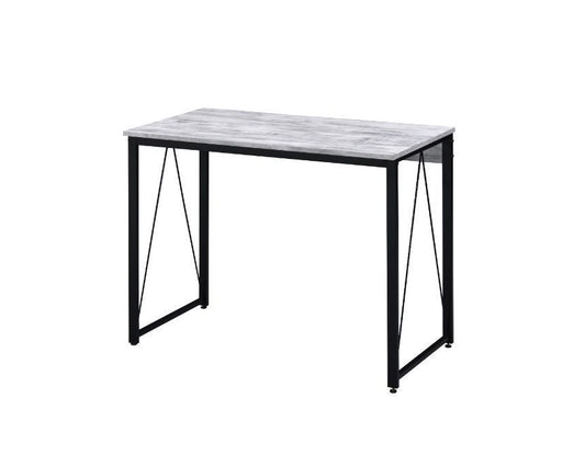 Rustic Industrial Zaidin Writing Desk in Antique White and Black Finish