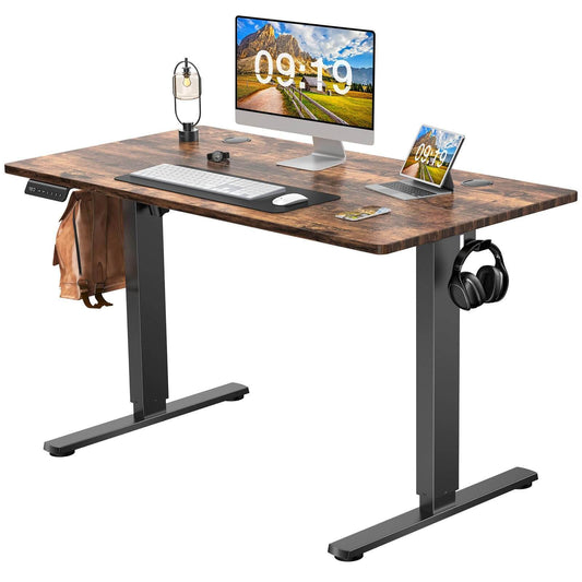 Brown Wood Electric Standing Desk, 48'' x 24'', Height Adjustable