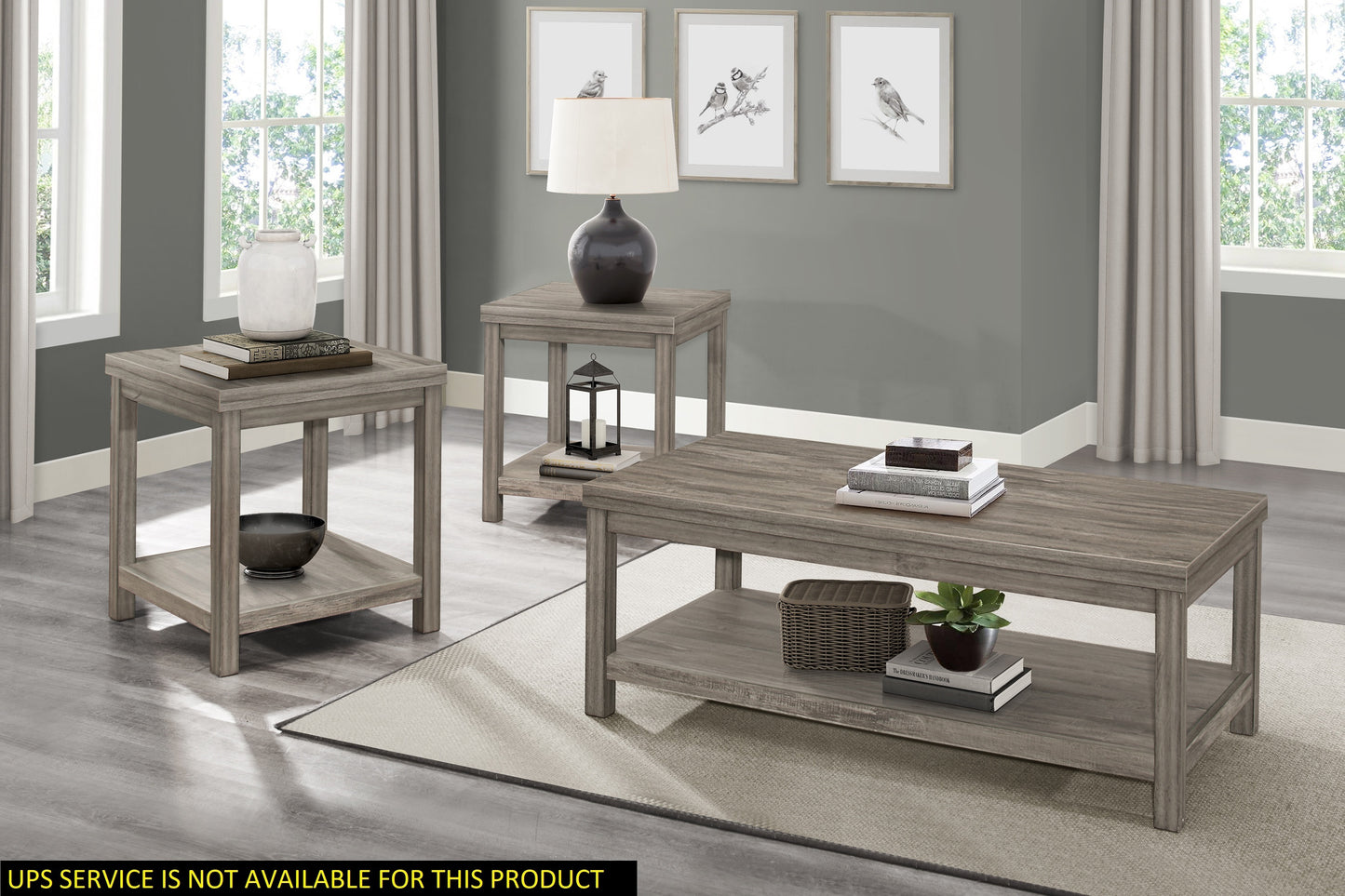 Rustic Transitional 3-Piece Living Room Table Set