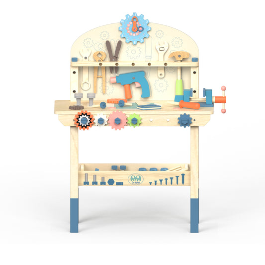 Children's Classic Wooden Workbench Playset for Building and Learning