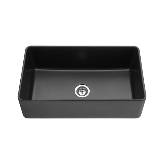 Modern Matte Black Farmhouse Kitchen Sink With Quartz Construction