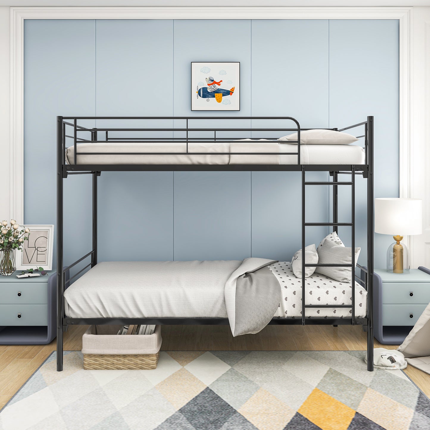 Metal Bunk Bed with Enhanced Frame and Integrated Ladder