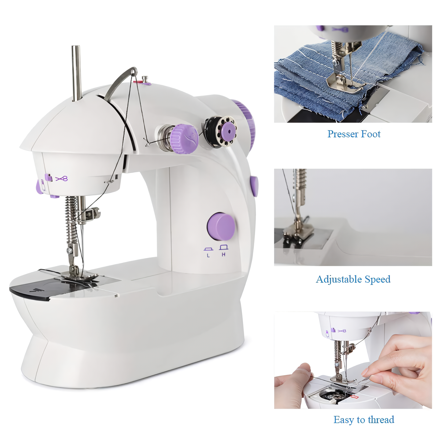 Mini Sewing Machine, Portable Sewing Machine for Beginners Adult, Electric Crafting Speed Crafting Mending Machine Electric Overlock Sewing Machines for Sewing of Silks, Denim, Wool, Leather.