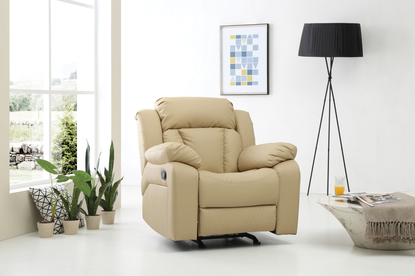 Daria G689-RC Rocker Recliner in Elegant Beige with Smooth Rocking Motion and Foam Filling