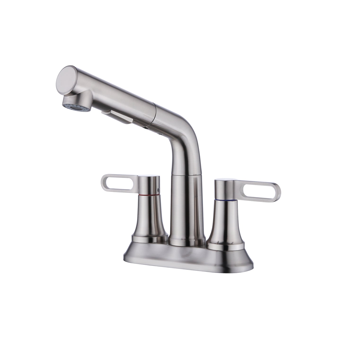 Centerset Brushed Nickel Bathroom Faucet with Pull Out Sprayer