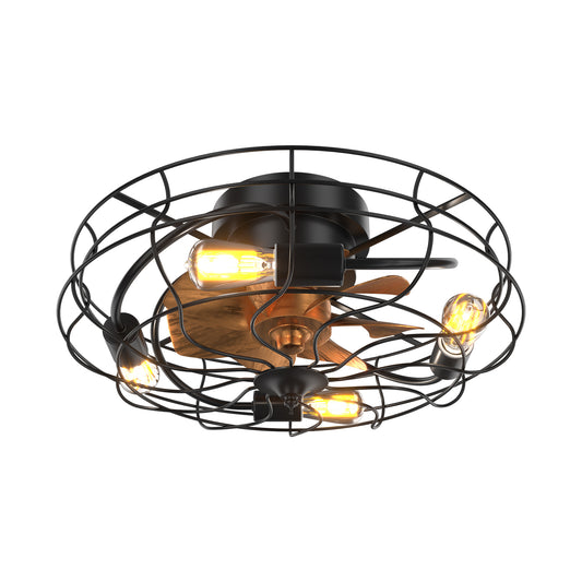 Modern 20 Inch Low Profile Industrial Ceiling Fan with LED Light and Remote Control