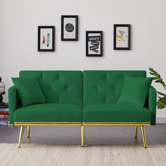 GREEN VELVET SOFA BED