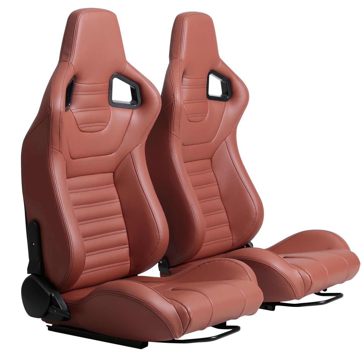 2-Piece Ergonomic Racing Seats with Adjustable Double Slides in Vibrant Brick Red