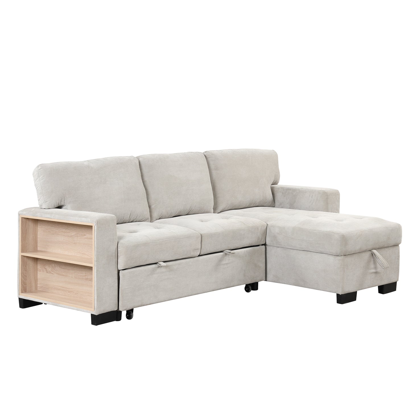 Elegant Light Gray Sectional Sofa with Versatile Storage and USB Charging