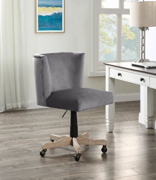 Cliasca Office Chair, Gray Velvet 93073