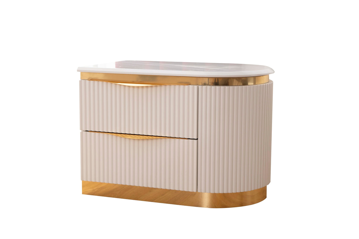 Laura Gold Detailed Right Nightstand made with Wood in White