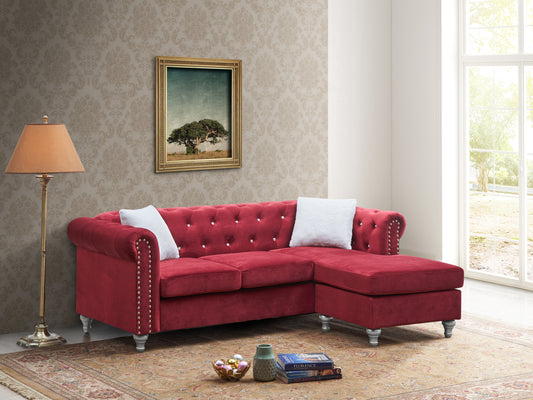 Raisa BURGUNDY Sofa with Chaise for Elegant Living Spaces