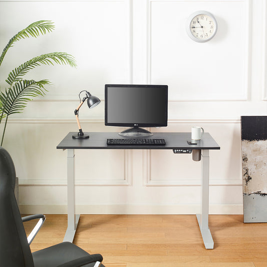 Height Adjustable Black Wood and Metal Electric Motion Desk