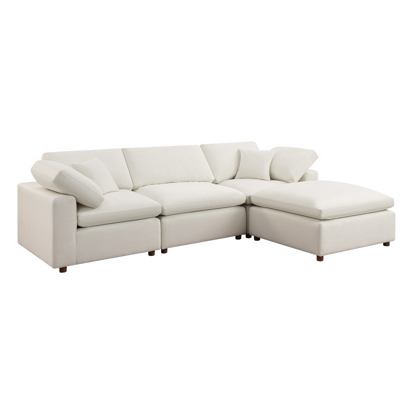 Sleek White Customizable Sectional Sofa Set